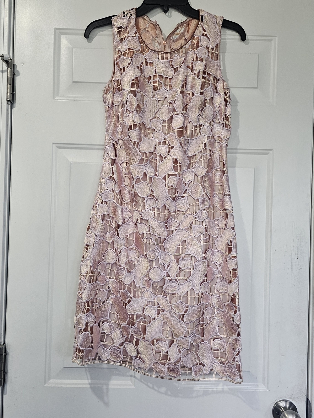 Elie Tahari Blush Pink Biebra Lace Eyelet Midi Dress Size 2 {Bx26}